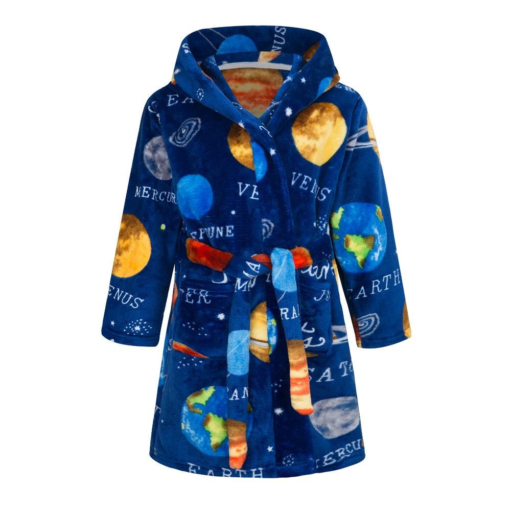 2-14 Jahre Herbst Winter Bademantel Kinder Nachtwäsche Morgenmantel Kinder Bademantel Warm Weich Pyjama für Mädchen Jungen Teenager Flanell Bademantel 100