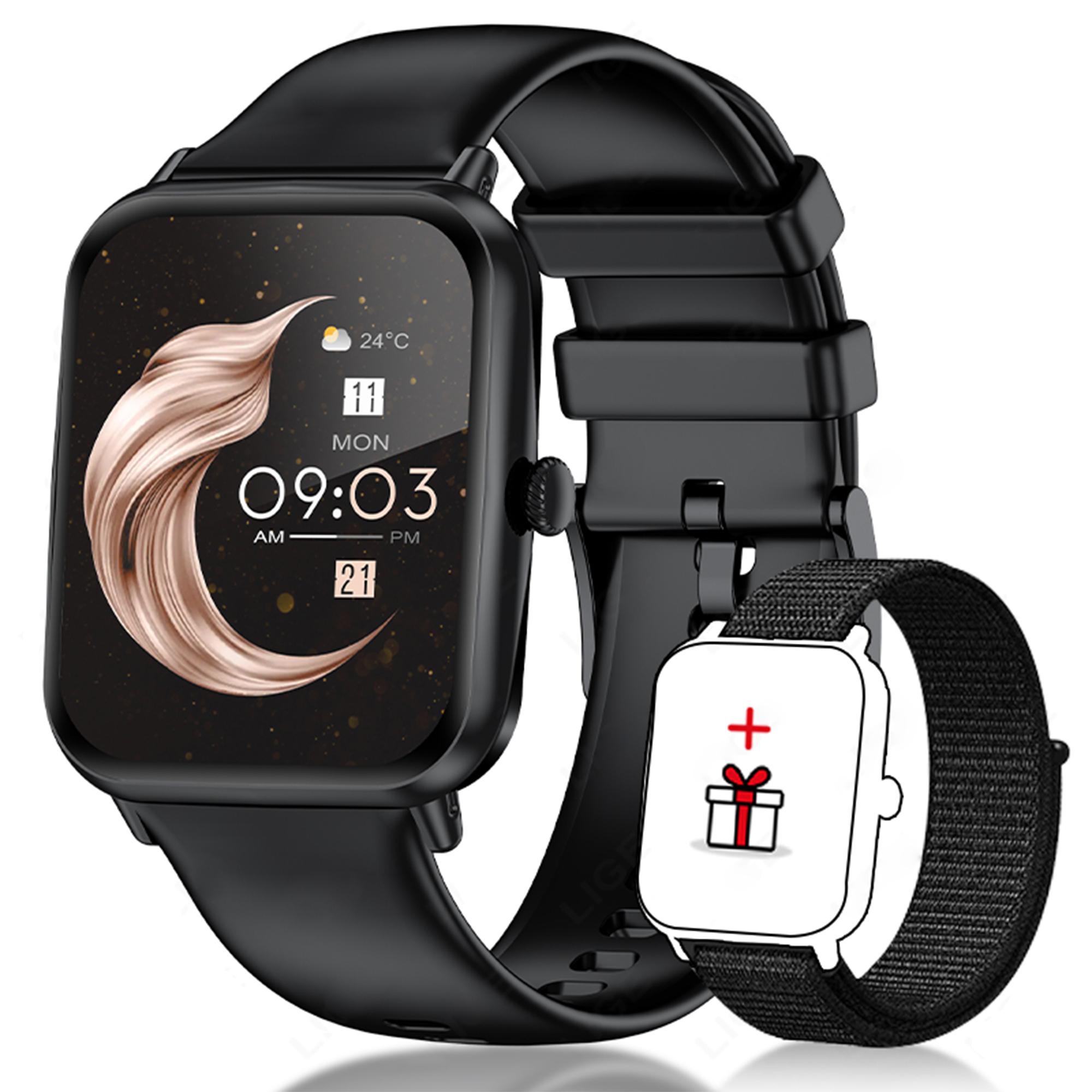 Lige Neue Smartwatch Bluetooth-Anruf Sport Fitness Herren Smartwatch Gesundheits-Tracker Mode Damen Smartwatch Velcro strap schwarz