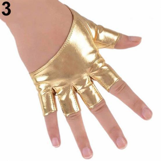Mode Sexy Frauen Mädchen Halbfinger Fingerlos Fahren Tanzhandschuhe Geschenke gold