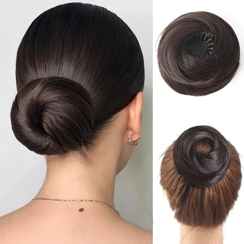 Synthetischer Klauen-Haarknoten Gerades Haar Dutt Schwarzbraun Blond Extension Für Damen Mädchen Haarschmuck Falsche Haarteile Tägliche Party Halloween Gebrauch