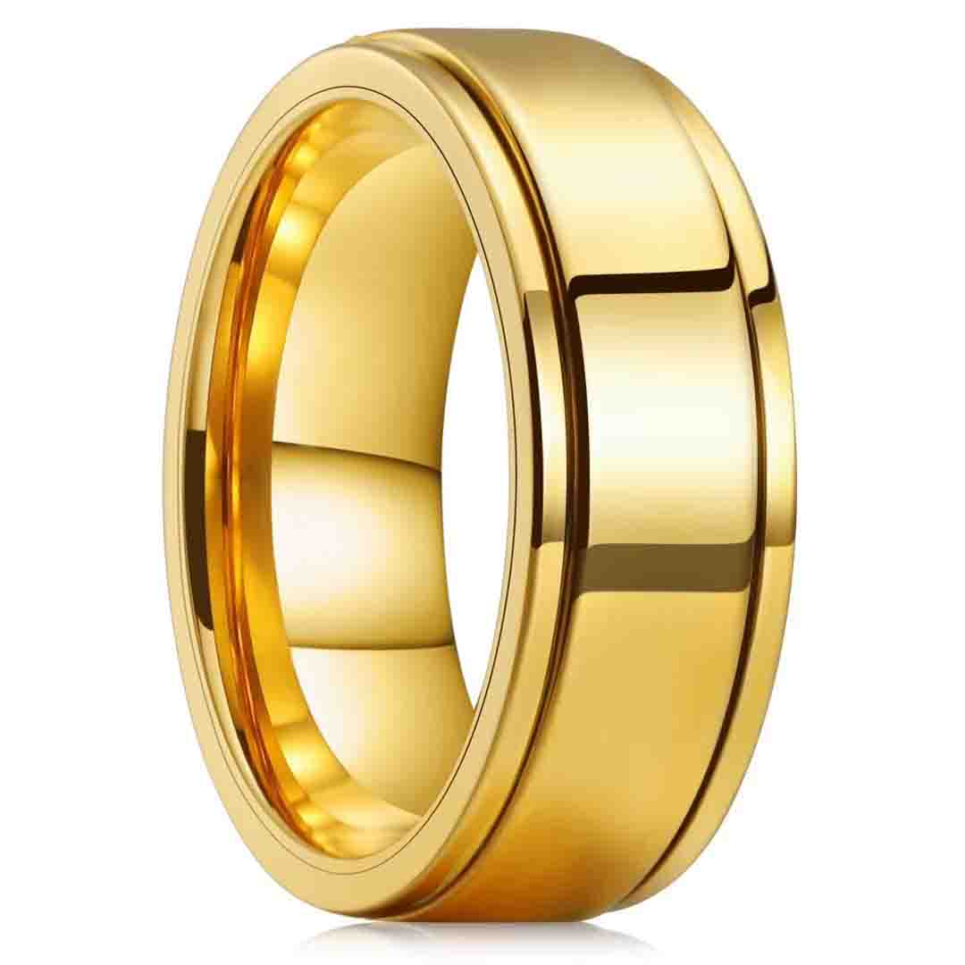 Edelstahl Angst Fidget Spinner Ringe für Herren Cool Punk Spinning Drehringe für Herren Anti-Stress Ehering Schmuck 10 beige