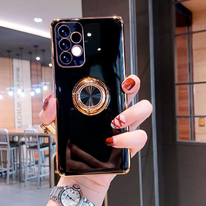Luxus-Handyhülle für Samsung Galaxy A52 A52S 5G A72 A53 S21 S22 Ultra S20 FE Hinweis 20 9 S10 10 Plus A 53 Shell Cover Ringhalter Samsung S21 Ultra schwarz