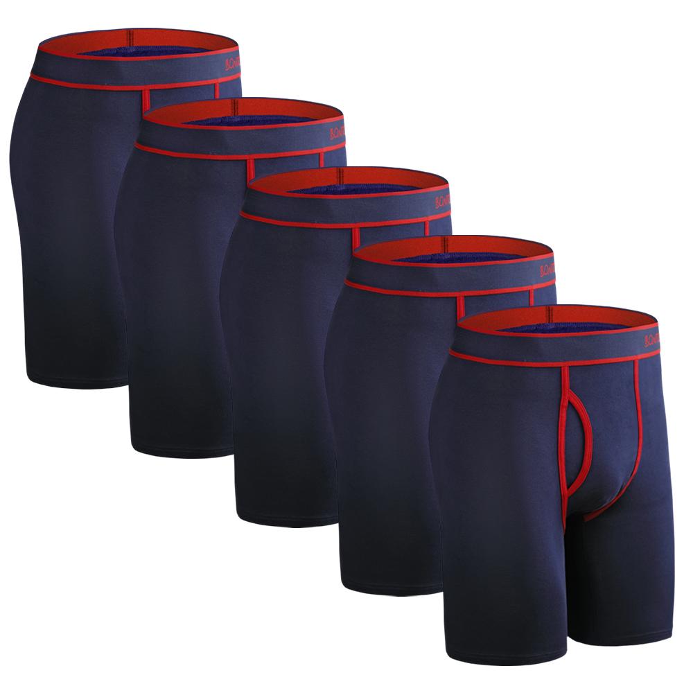BONITOS 5 Stücke Lange Herrenhöschen Baumwolle Herren Unterhosen Bequeme Unterwäsche Für Männer Boxer XL black