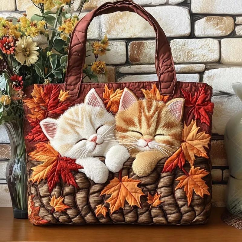 Langlebige Lässige Handtasche für Reisen, Einkaufen und den täglichen Weg zur Arbeit – Neu eingetroffene Handtasche mit Digitaldruck und Modischem Gestepptem Tote-Design 38x35x10cm brown