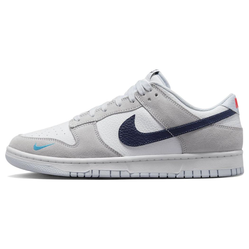 Nike Dunk Low Mini Swoosh - Football Grey Midnight Navy Unisex Sneaker Weiß Leuchtendes Karmesinrot FJ4227-001 41