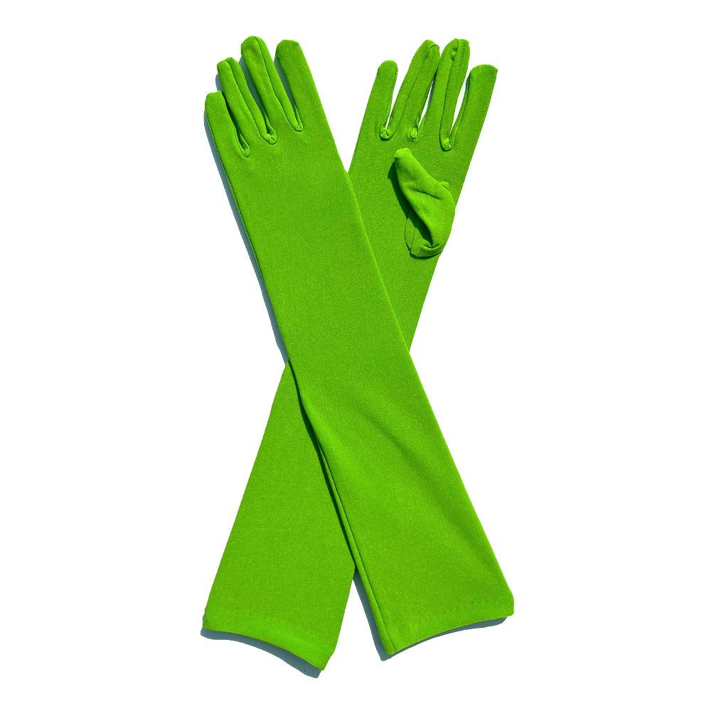 Solide Frauen Dance Party Bar Leistung Cosplay Lange Handschuhe Sonnencreme Milch Seide Elastizität Urlaub Prom Handschuhe grasgrüne
