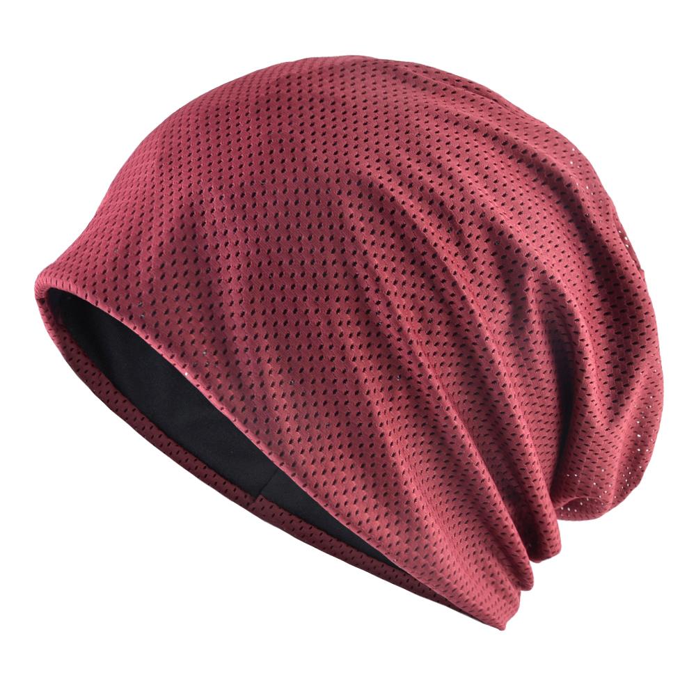 Atmungsaktive Mützen Frühling Outdoor Freizeit Beanie Mützen Damen Sommer Netz Dünne Mütze Hüte Einfarbige Mode Weiche Mütze Herren KTB 57-60cm rot