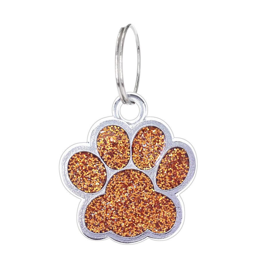 Hunde Katzen Pfoten Anhänger zur Schmuckherstellung Glitzer Anhänger Hängeanhänger mit Schlüsselring Schlüsselanhänger Haustierhalsband Zubehör Pfote Glitzer Anhänger Not engraved gold