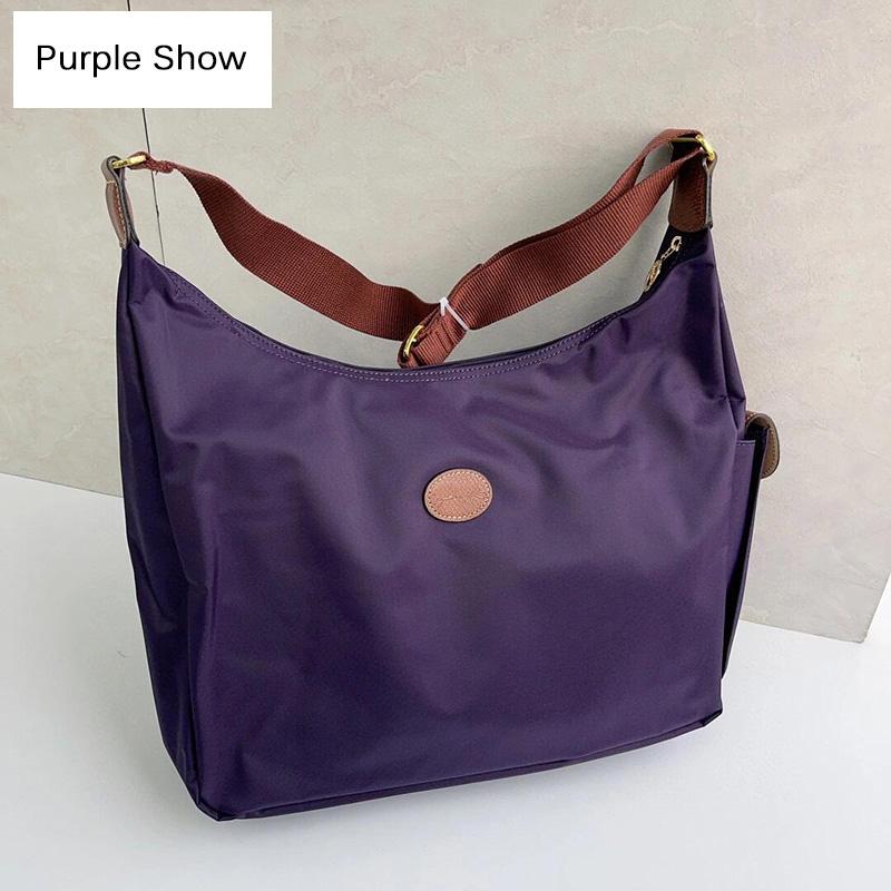 Nylon Damen Handtaschen Designer Umhängetasche mit Logo Luxusmarke Hobo Tote Bag Große Kapazität Damen Messenger Bags violett