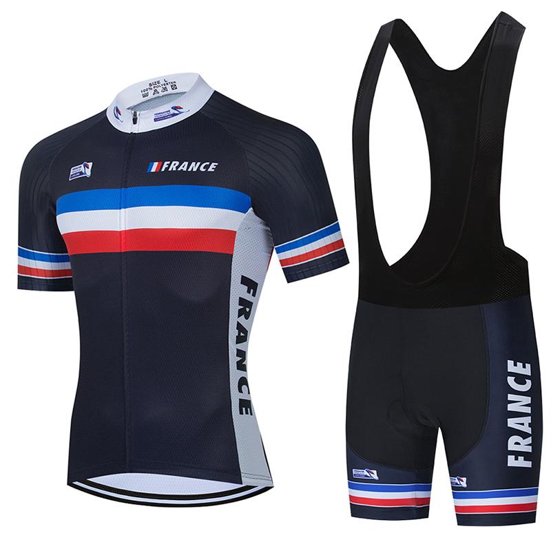 Team France Cycling Bib Sets MTB Uniform Sommer Rennrad Trikots Fahrradbekleidung Herren Kurzarm Maillot Rennanzug Outfit 4XL