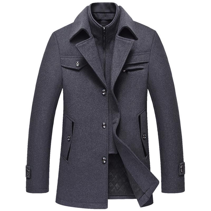 Herren Wollmantel Warmer Mantel Daunenjacke Wollmantel Baumwollgefütterter Mantel Herbst und Winter Warme Oberteile Business Casual Herren Windjacke XXXXL grau