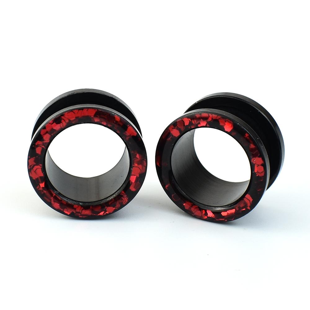 3-30mm Shine Hollow Ear Gauges Tunnels Screw Fit Ohrstöpsel Expander Bahre Körper Piercing Schmuck 14mm rot