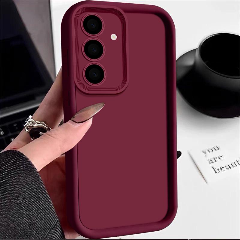 Weiche TPU Candy Einfarbige Handyhülle für Samsung S25 S24 FE S23 Ultra S22 Plus S21 A56 A55 A36 A16 A26 A35 A15 A54 A53 A52 A34 A14 5g Hülle Samsung S21 Ultra bordeaux