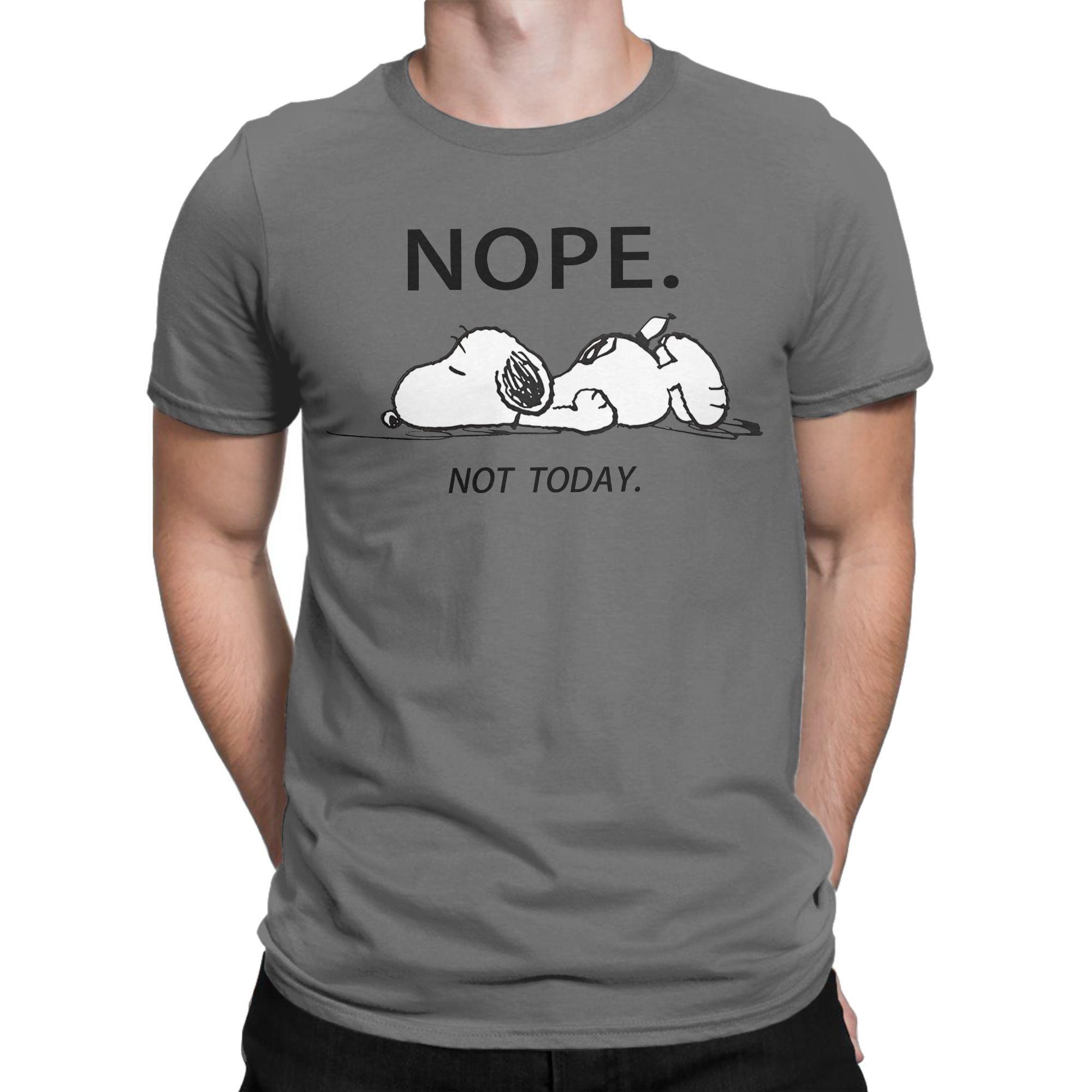 Herren Niedliche Cartoon Snoopy T-Shirts Nope Not Today Baumwollkleidung Coole Kurzarm Rundhals T-Shirts 4XL 5XL 6XL T-Shirts M gray