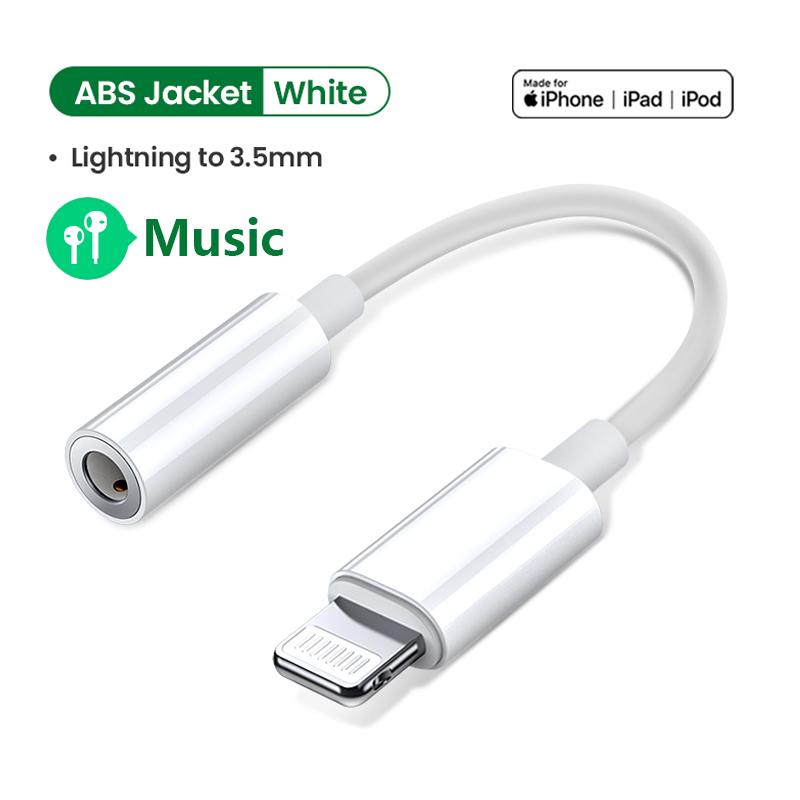 Original Lightning auf 3,5 mm Kopfhöreranschluss-Adapter Audio-Splitter für iPhone 12 11 xs xr 8 7 plus Apple iPad Pro Audio-Konverter AUX-Kabel Music weiß