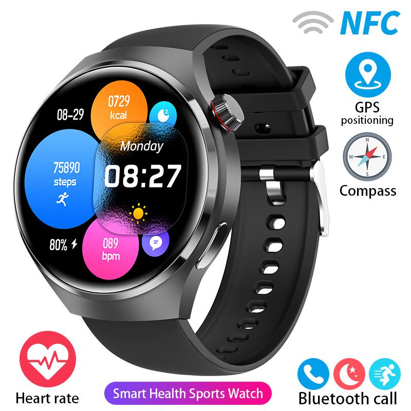NFC Smartwatch Herren Uhr 4 Pro AMOLED HD Bildschirm Herzfrequenz Bluetooth Anruf IP67 Wasserdicht SmartWatch 2024 Neu GT4 Pro