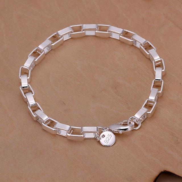 925 Sterling Silber Quadratisches Massives Kettenarmband für Damen Herren Charm Party Geschenk Hochzeit Modeschmuck gelb