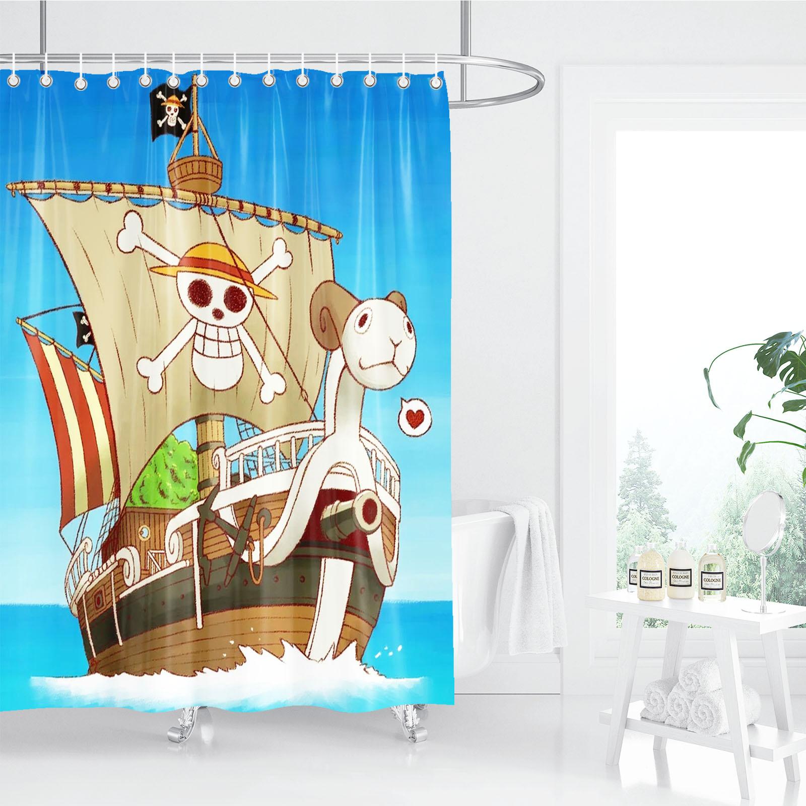 One Piece Anime Duschvorhang, Badezimmerzubehör, Dekorvorhänge für Wohnzimmer, Süße und lustige Weihnachtsgeschenke 120x200cm