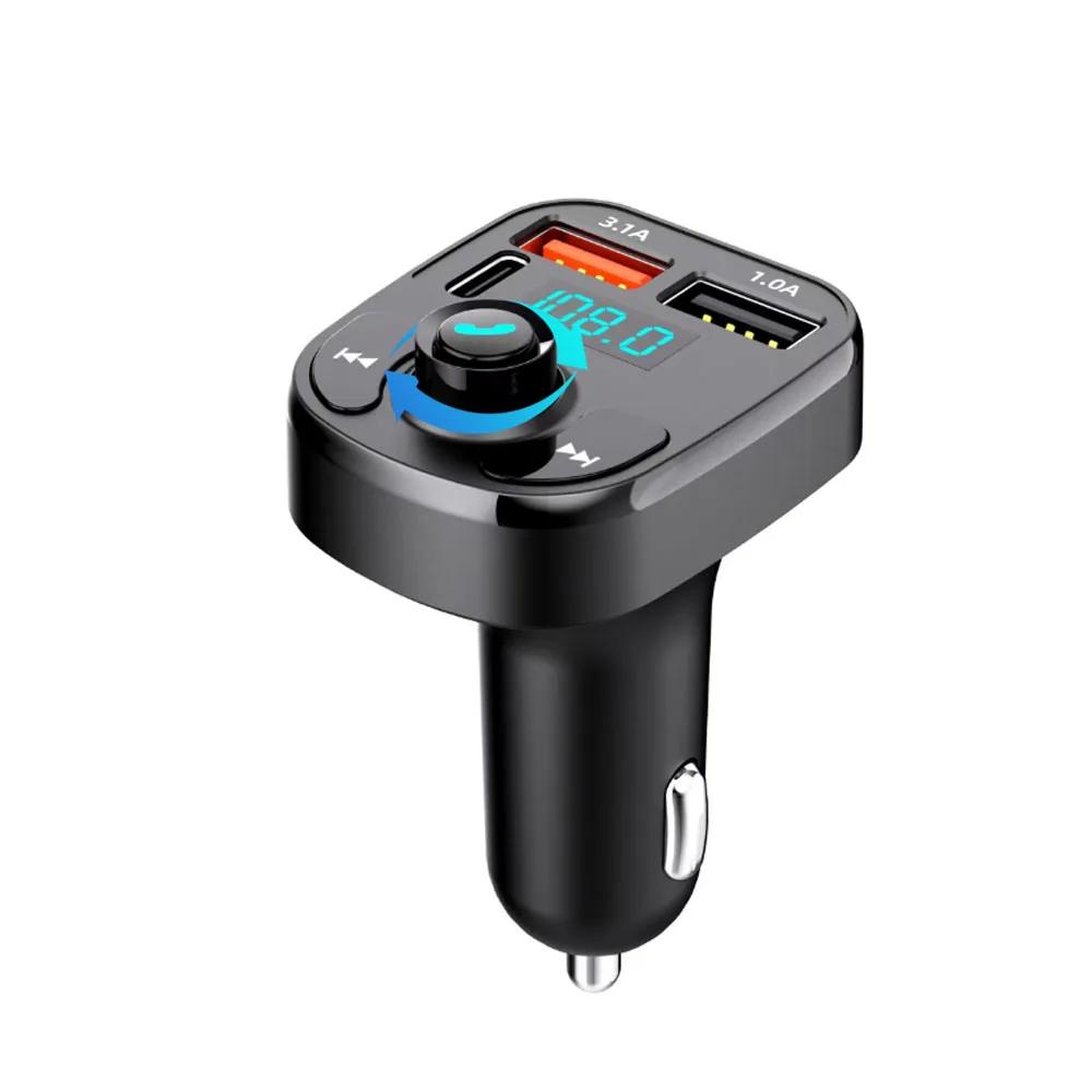 Auto Bluetooth MP3-Player Dual-USB-Anschluss Telefonladegerät FM-Sender Kabelloser Audioempfänger Freisprecheinrichtung mit U-Disk Aux-Eingang China Mainland blau neonfarbe