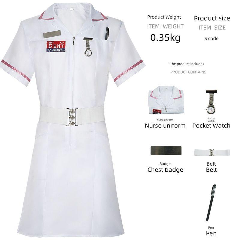 Batman Dark Knight Cosplay Kostüm Halloween Joker Clown Krankenschwester Kostüm Cosplay Bühnenaufführung Kostüm Clown Nurse Uniform XS white