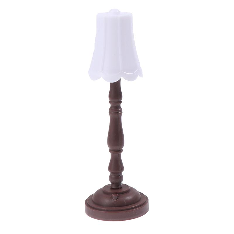 1:12 Puppenhaus-Miniatur-Stehlampen mit LED-Licht, Puppenhaus-Möbelspielzeug braun