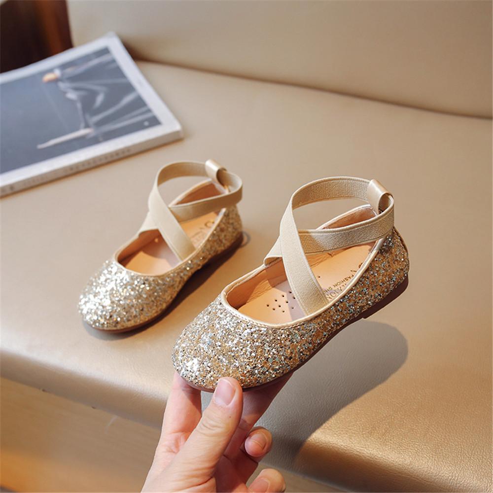Frühling Herbst Mädchen Schuhe Koreanische Version Kleines Mädchen Prinzessin Schuhe Studenten Tanzschuhe Kristall Mode Bean Schuhe 33 gold