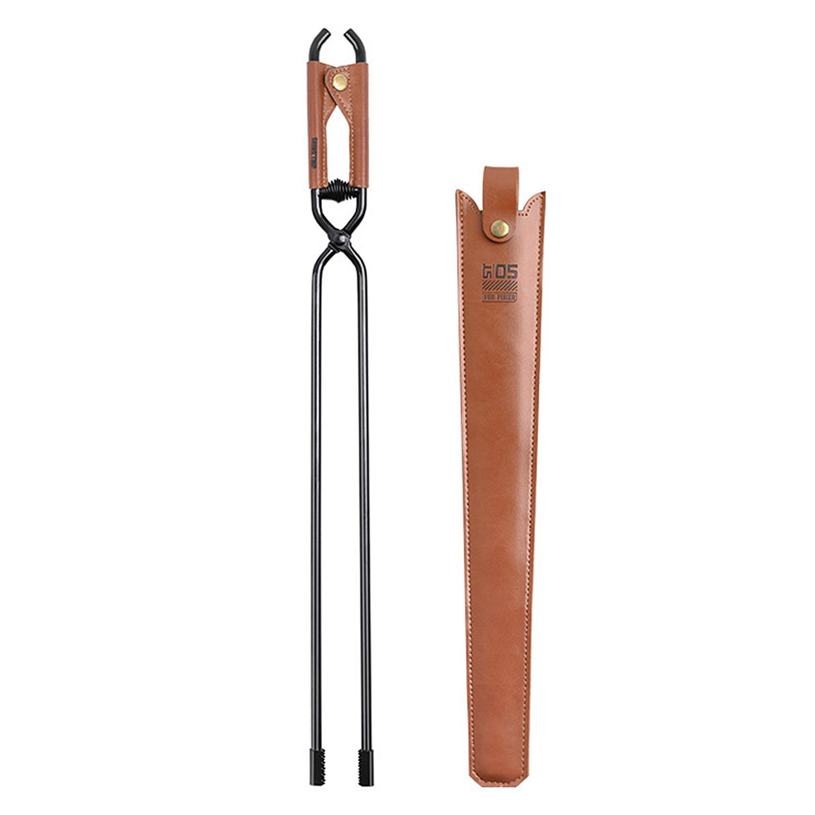 Carbon Stahl BBQ Zange Camping Brennholz Clip Outdoor Lagerfeuer Zange mit Leder Griff bunt