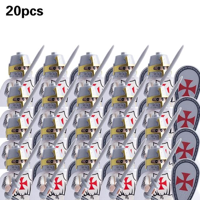 Mittelalterliche Militär-Sets, Figuren, Bausteine, Helme, Soldatenteile, Ritterwaffen, römisches Schwert, Zubehör, Spielzeug für Kinder