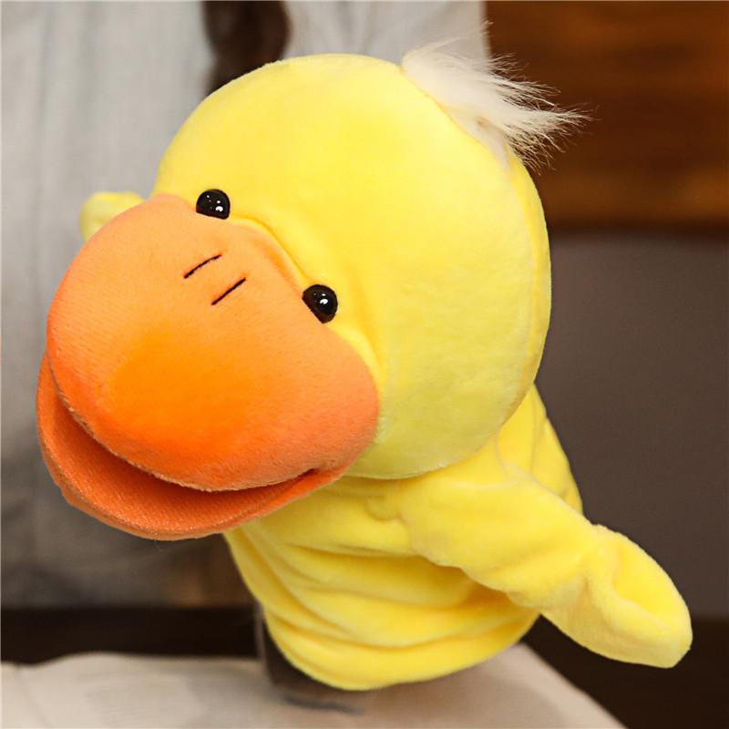 Stofftiere Spielzeug Hand Finger Puppen Kawaii Puppen Lernspielzeug Baby Spielzeug Ente Lamm Kuh Hund Pferd Kinderspielzeug Geschenk 25-27cm orange