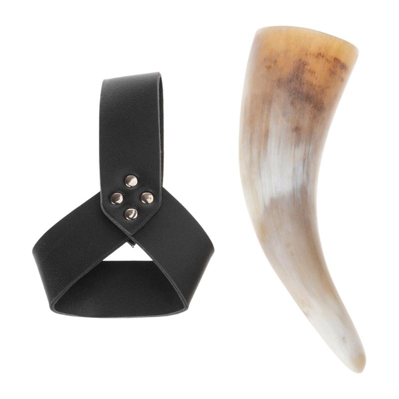 2 Stück Wikinger Trinkhornbecher mit Lederhalftern, Bierkrug Renaissance Mittelalterlicher Bierbecher Halloween Cosplay Kostüme