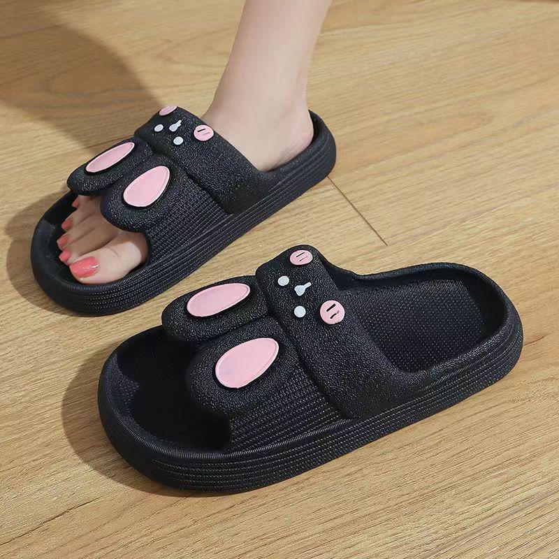 Hausschuhe Weibliche Sommer Oberbekleidung Cartoon Niedlichen Kaninchen Hausschuhe Weichen Boden Dicken Hause kinder Sandalen eltern-kind-Hausschuhe 36-37 schwarz