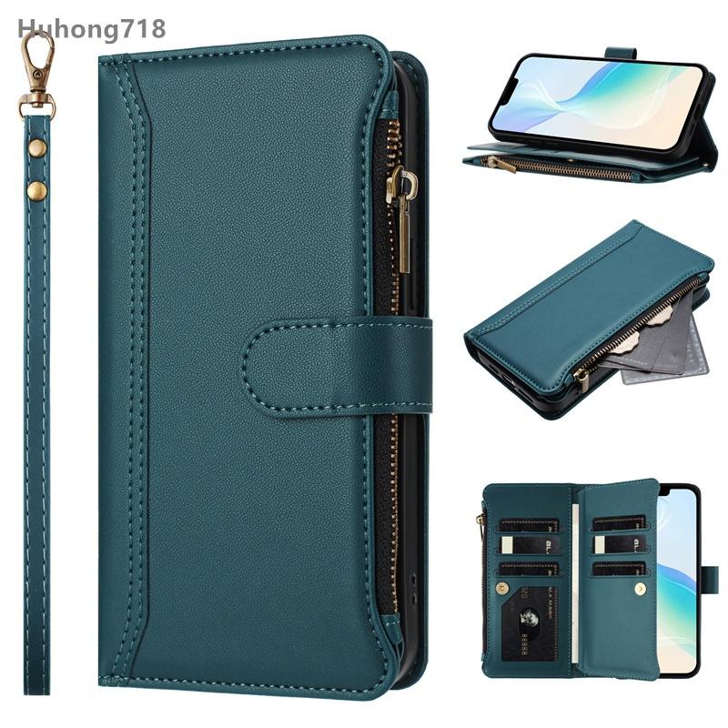 Reißverschluss Lederhülle für Sony Xperia 1 5 10 IV V 2023 VI 2024 5G Brieftaschen-Schutzhülle Xperia 10 VI 2024 dunkelgrüne