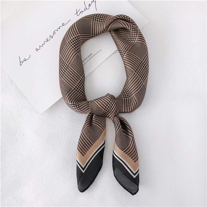 Kleine Taschentuch-Halstücher für Damen, modische Stirnbänder, quadratische Hijab-Schals für Damen, 70 cm 70cm kaffeebraun