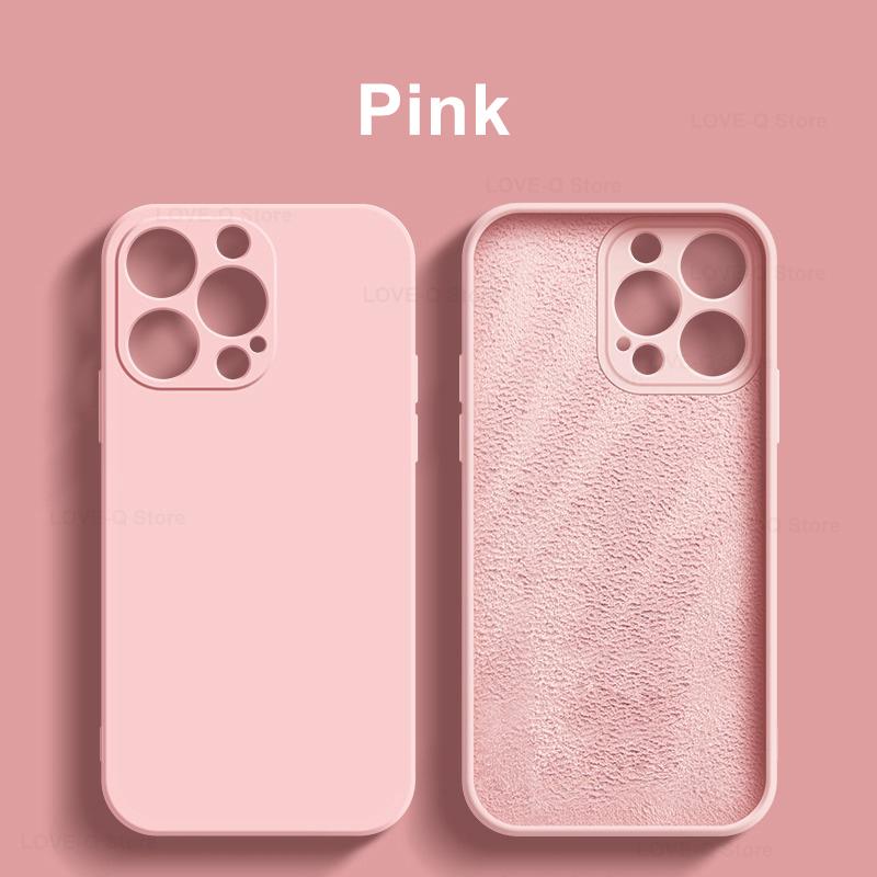 Für Flüssigsilikon Handyhülle Für Apple iPhone 16 15 14 Plus 13 12 11 Pro Max Hüllen Für iPhone 16 Pro Max Stoßfeste Hülle For iPhone 12 Pro rosa
