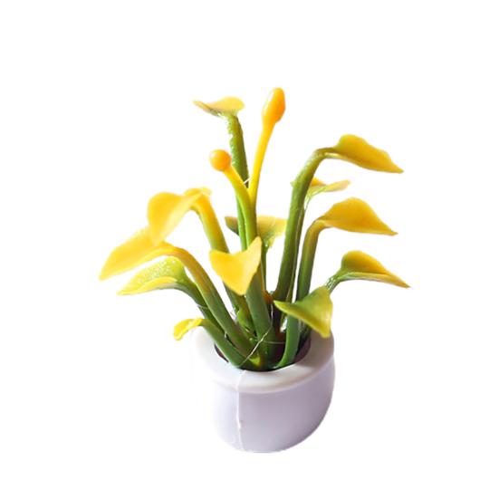 Mini Topf Zubehör Kleine Pflanze Blumentopf Hohe Puppenhaus Simulation Decor A gelb