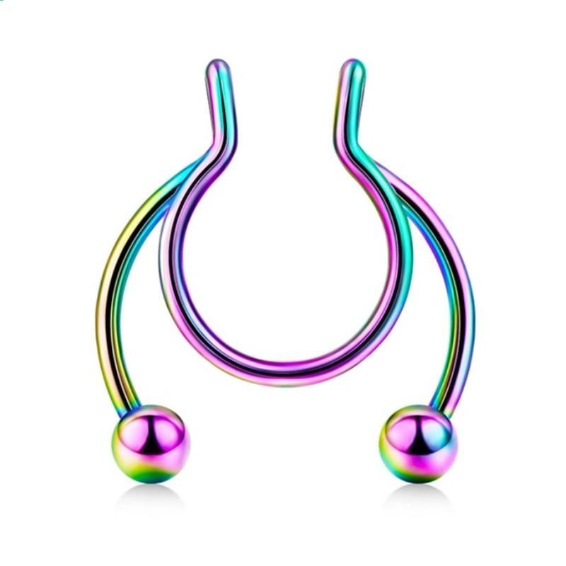 1 Stück Damen Fake Septum Nasenstecker Bunter Nasenring Schmuck Edelstahl Nicht Piercing bunt