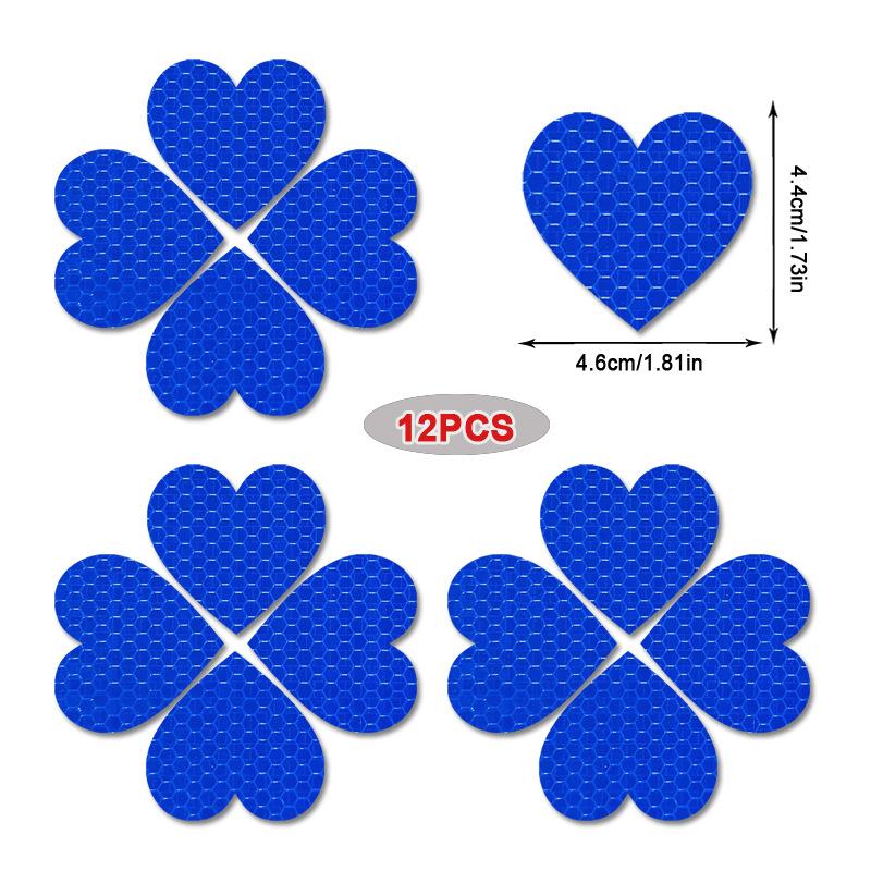 12 Stück/Set Herzform Reflektierende Autoaufkleber Nachtwarnmarkierung Reflektierbandaufkleber Dekoration Autozubehör 12pcs