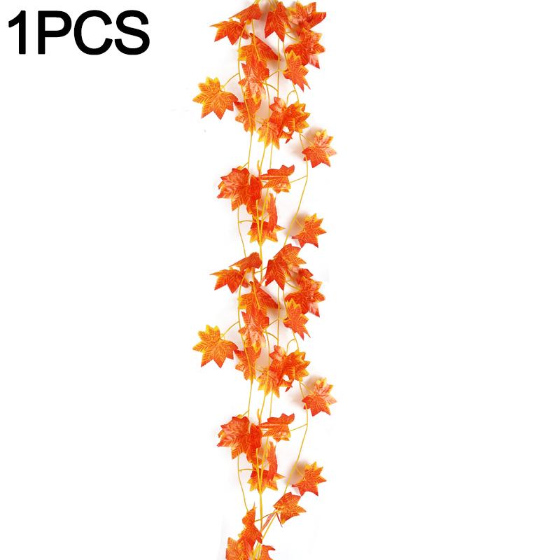 5/1 Stück Künstliche Ahornblätter Kette Haushaltsdekoration Herbst Ahornblatt Ranke Kette Girlande Künstliches Laub Haushalts Garten Dekoration orange