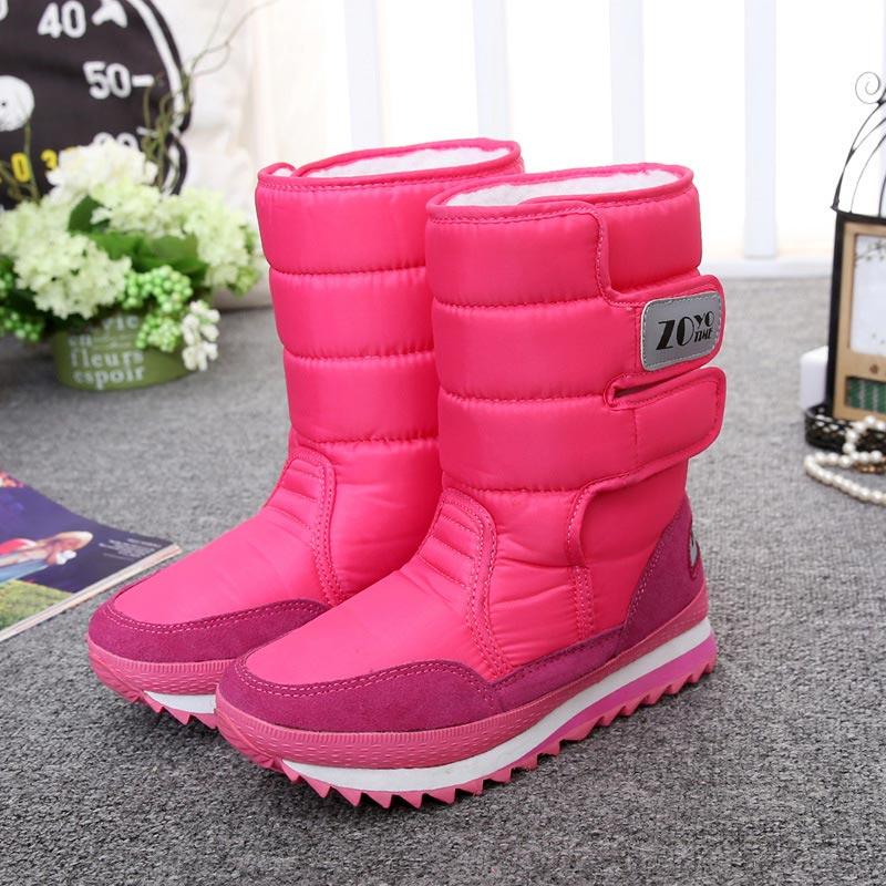 Mode Heiße Schnelle Lieferung Frauen Stiefel Mode Warme Schuhe Frau Wasserdichte Winter Stiefel Frauen Bunte Plus Samt Schnee Boot Damen schuhe 9 rose rot