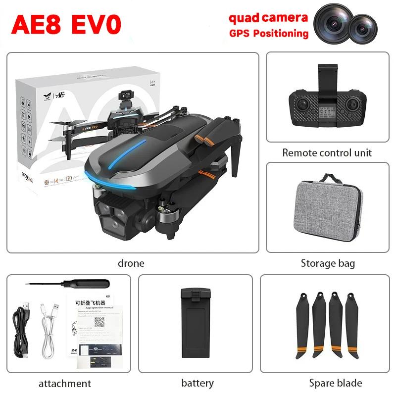 Neue AE8 Professionelle Drohne Brushless ESC Doppelkamera HD Luftbildfotografie GPS WIFI FPV Positionierung Intelligente Hindernisvermeidung Quadcopter Spielzeug Basic 3 battery schwarz