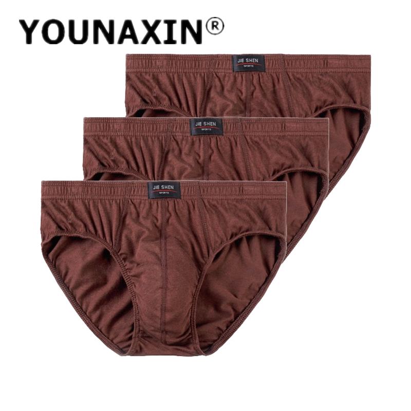 3-teiliges Set Herren-Slips in großen Größen, Unterwäsche aus Baumwolle, Shorts, Unterhosen, atmungsaktive Schlüpfer, L XL 2XL 3XL 4XL 5XL 6XL 7XL 3XL braun