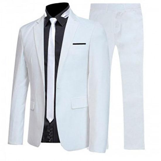 Herren Britischer Stil Elegante Blazer 2-teilige Sets Business Hemd Hose Jacke Mantel 3 Anzüge Formelle Kleidung Hochzeitsanzug XXL weiß