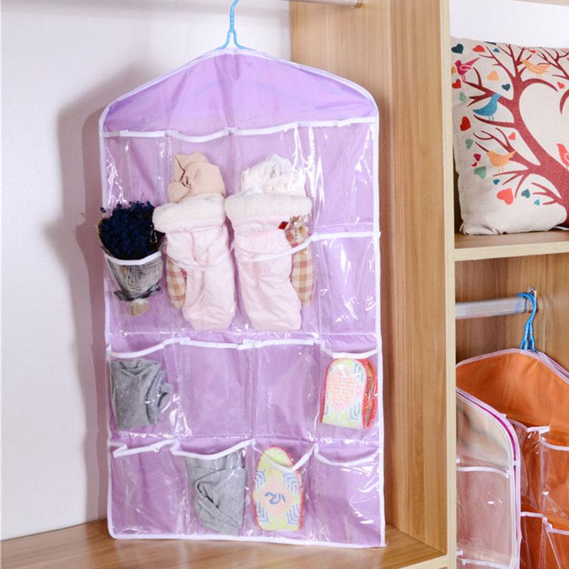 16 Gedoge Schrank Unterwäsche Socken Sortiertasche Hängetasche Hängeaufbewahrung Anordnung Tasche Stall violett