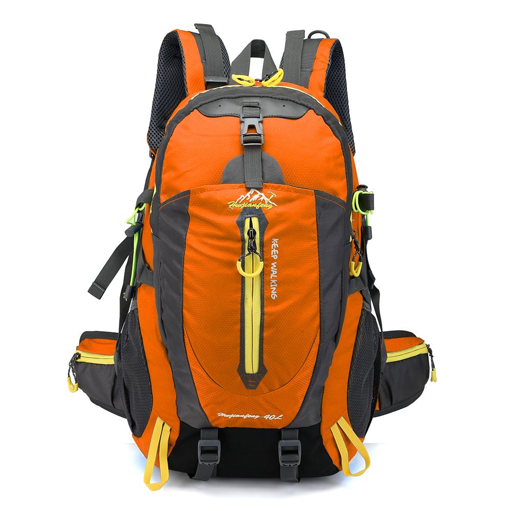40L wasserabweisender Reiserucksack, Camp, Wanderung, Laptop, Tagesrucksack, Trekking, Klettern, Rückentaschen für Männer und Frauen orange