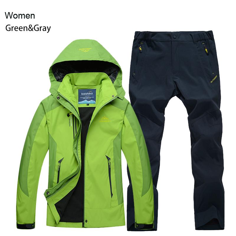 Damen Jacke Hose Wander Set Camping Frühling Herbst Outdoor Wasserdicht 20000MM Winddicht Anzug Trekking Mantel Hose 2XL
