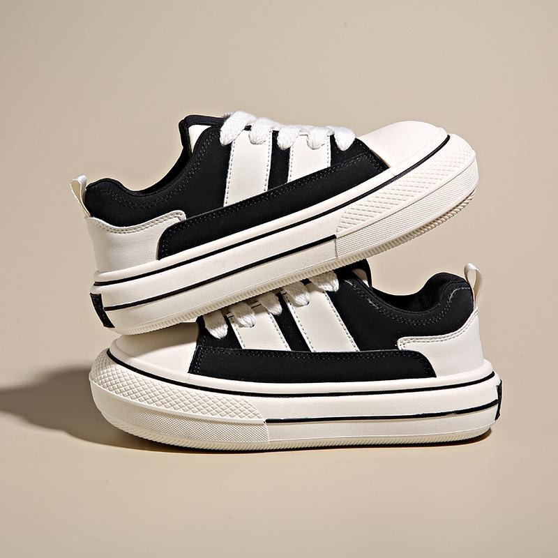 Neue kleine weiße Schuhe für Studentinnen, vielseitige Canvas-Schuhe, modische, lässige Plateau-Schuhe, Schuhe mit großem Kopf 40 schwarz