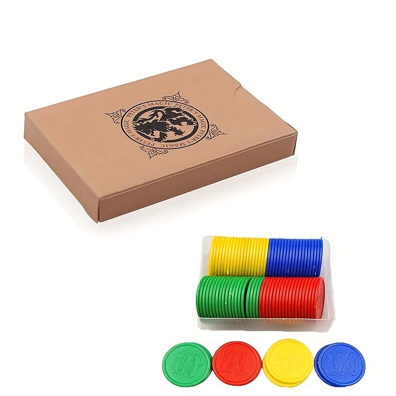 2 Stück Ein Kartenspiel und ein Satz Chips Papierdünnes Poker, Tischspiel Poker Magic Poker Requisiten Ein Satz mit 80 Chips Tischspielset 2pcs beige