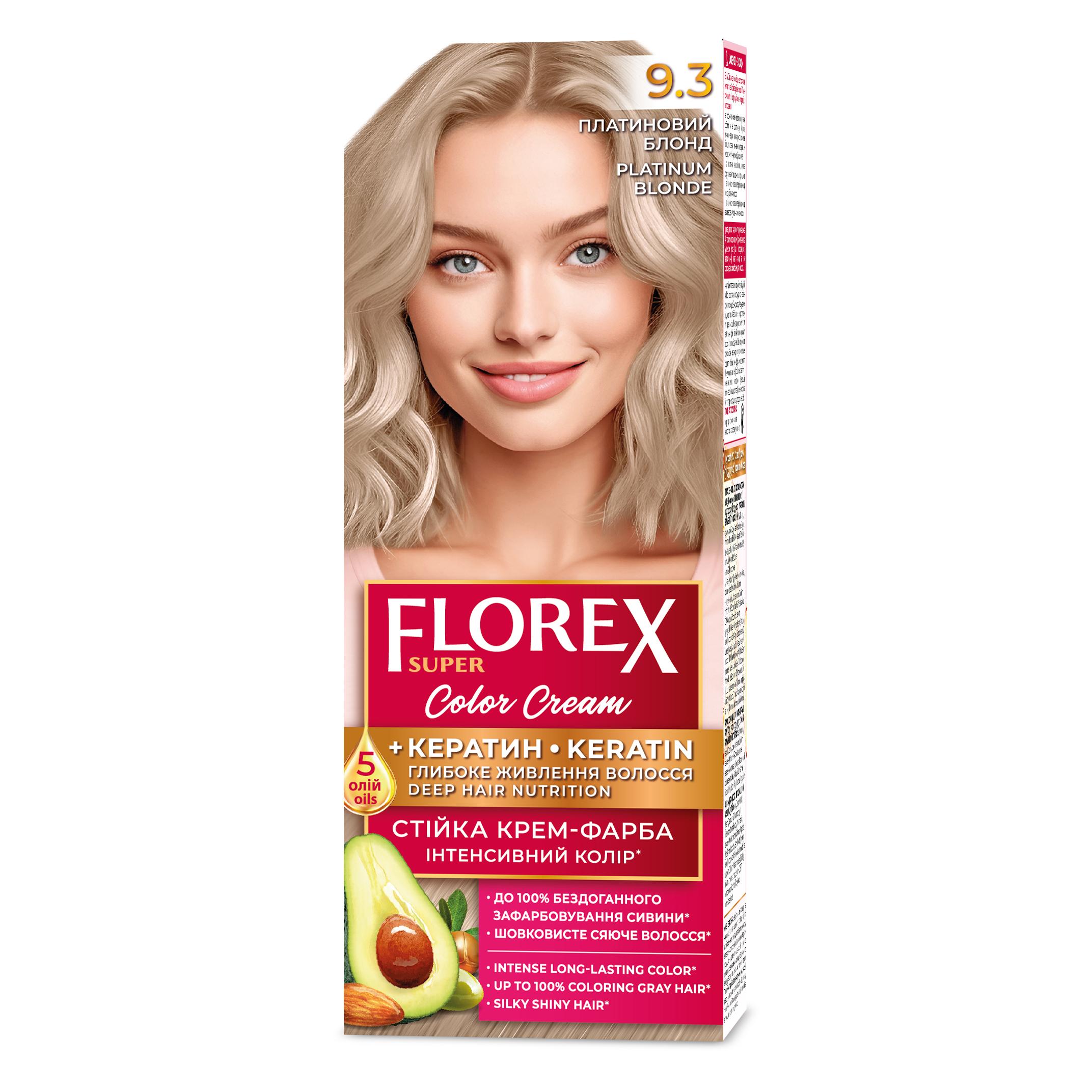 Florex Super permanente Haarfarbcreme - Gibt Ihrem Haar tiefe Nährstoffe, Macht Ihr Haar weich und seidig-glänzend. Platinum Blonde 9.3
