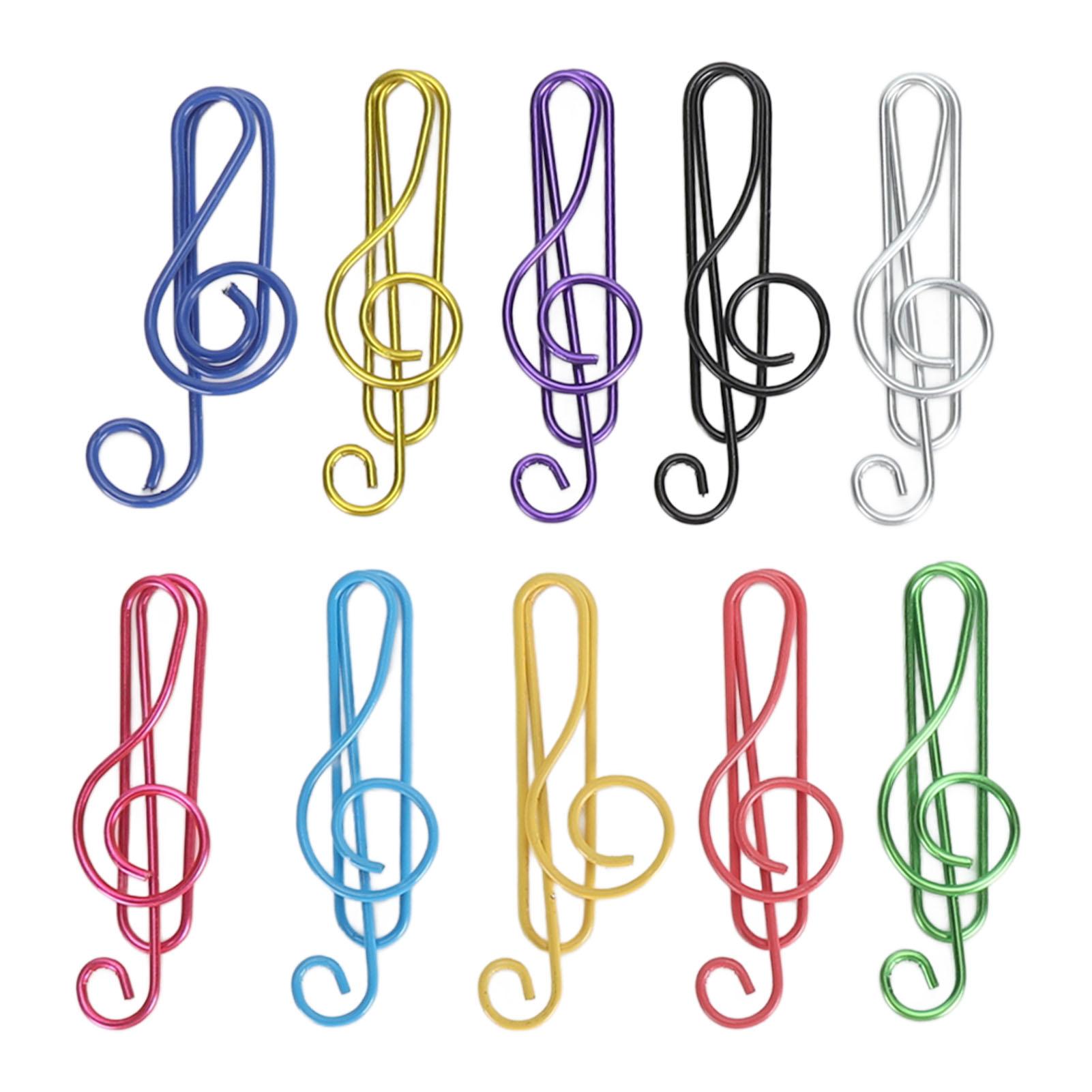 100 Stück Niedliche Notiz-Büroklammern 10 Farben Metall Musiknoten-Form Büroklammern Büroklammern für Schreibtisch