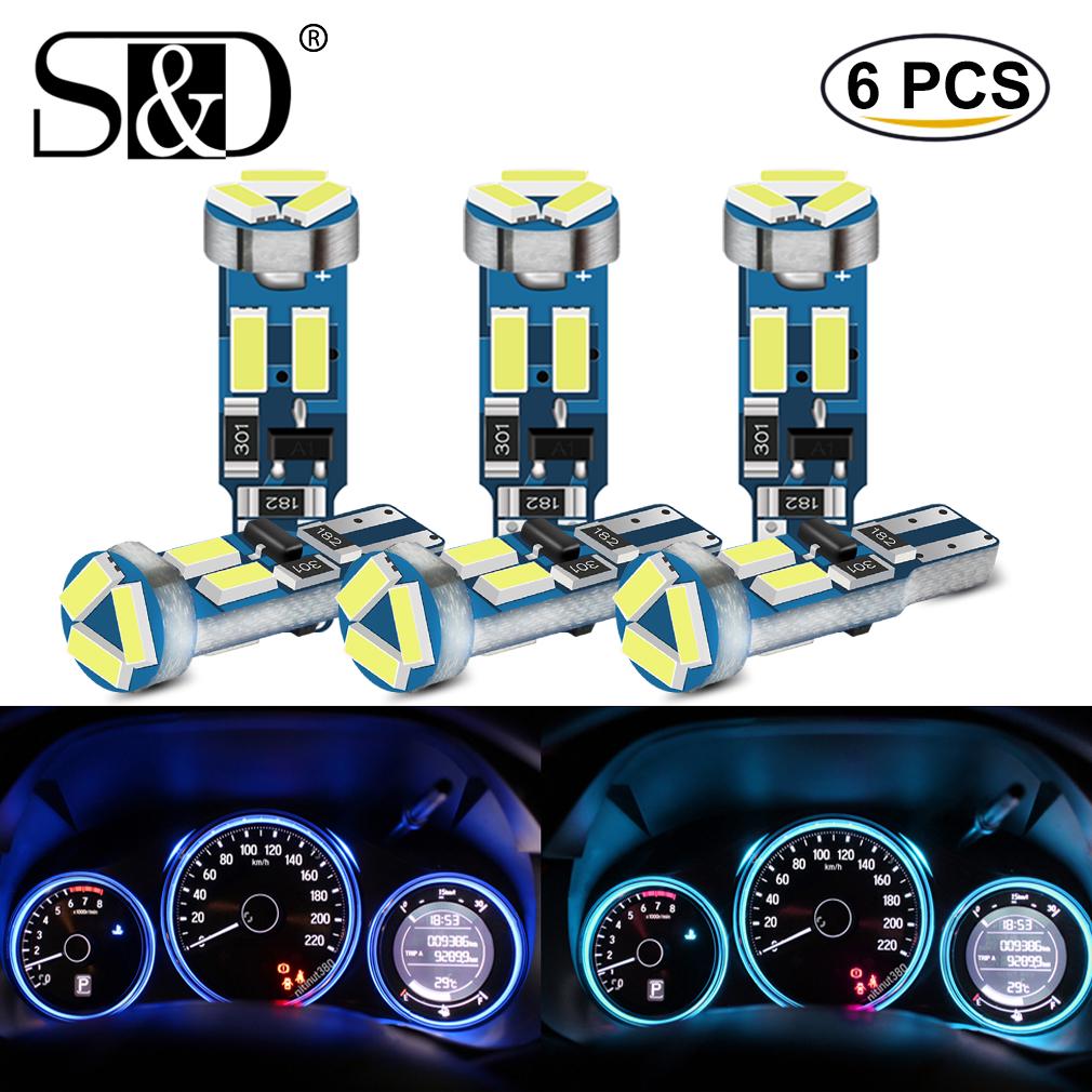 6Pcs T5 Led-lampe W3W W 1,2 W Led Canbus Auto Innen Lichter Dashboard erwärmung anzeige Keil Auto instrument Lampe 12V blau